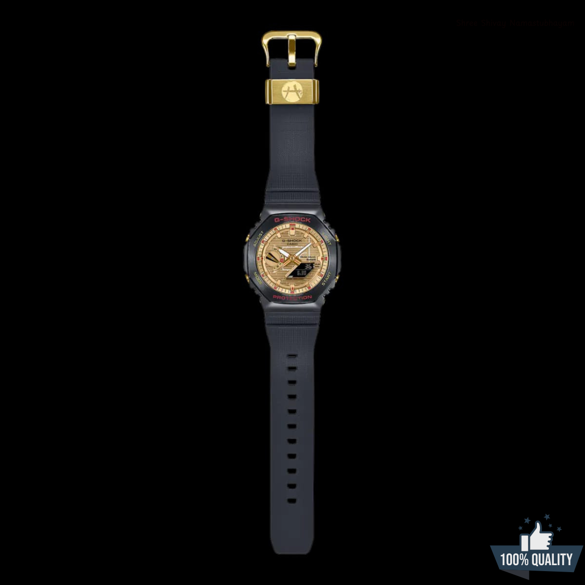 YR-122150 New Launch Black Golden Watch.