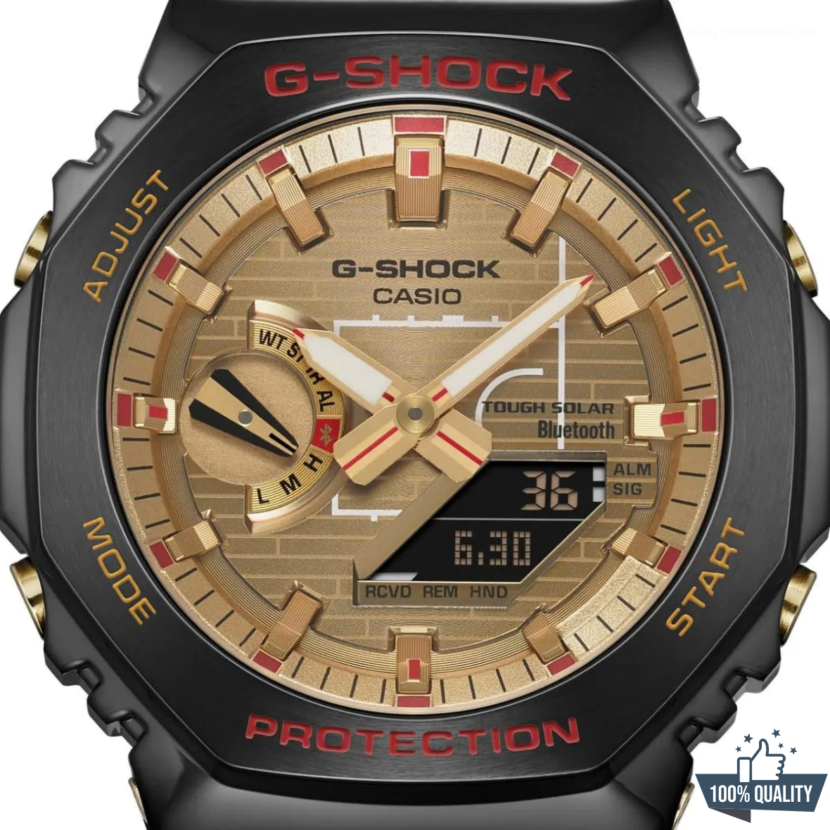 YR-122150 New Launch Black Golden Watch.