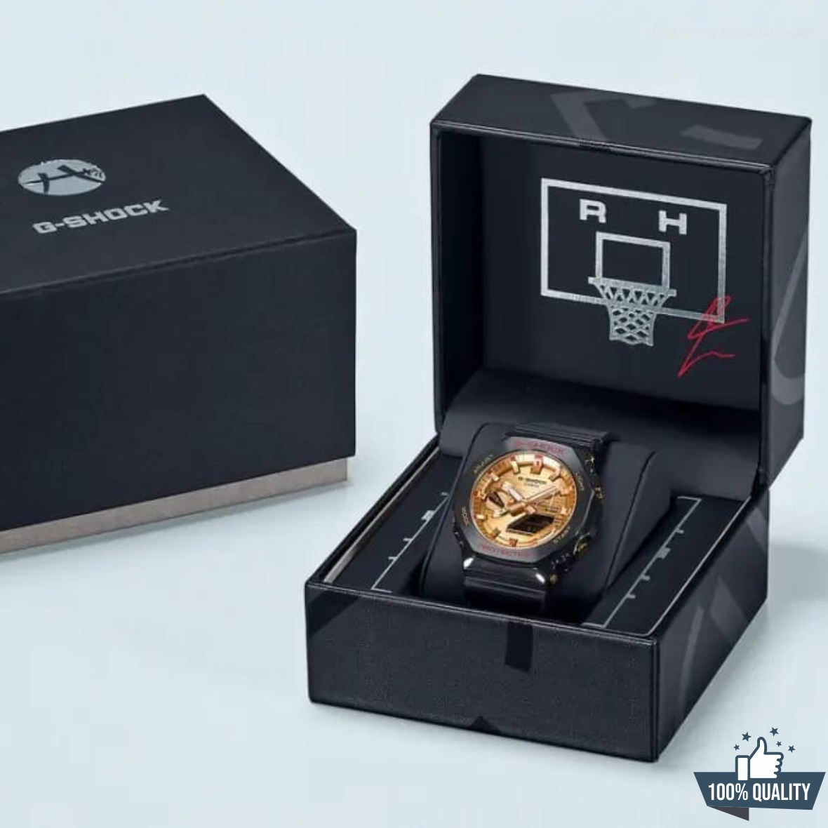 YR-122150 New Launch Black Golden Watch.