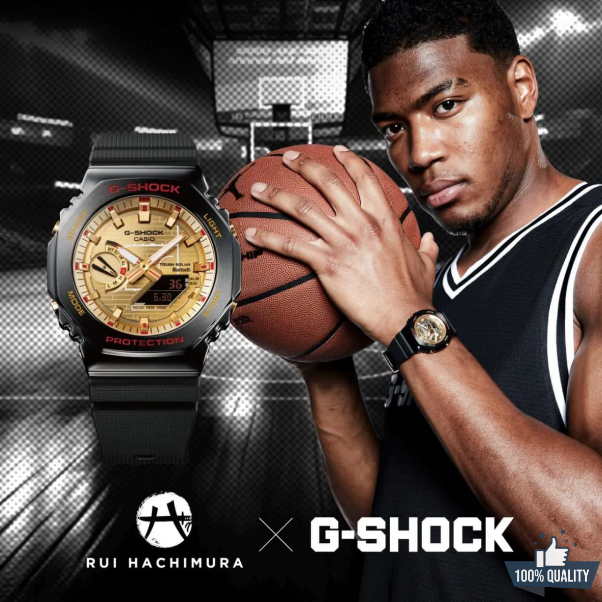 YR-122150 New Launch Black Golden Watch.